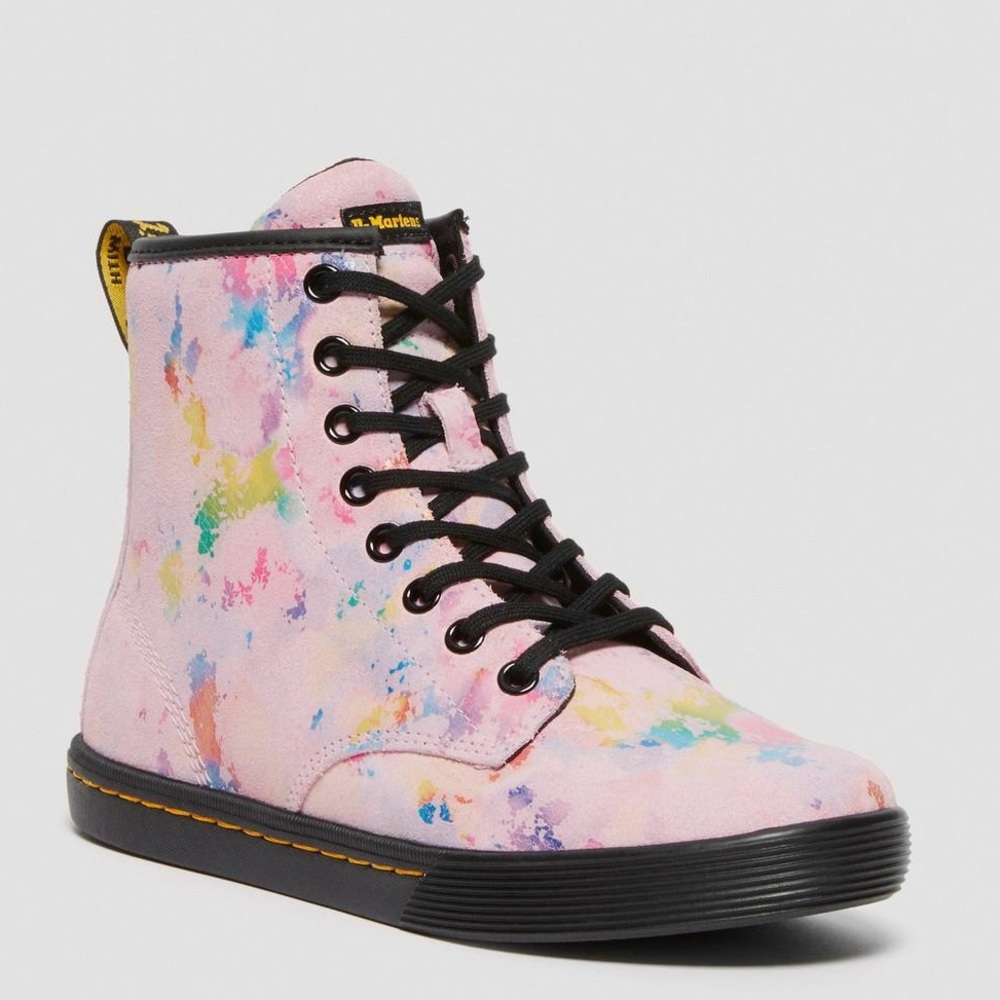 Dr. Martens Sheridan Pink Confetti Suede Lace-Up Boots Women’s Size 7 - Picture 3 of 16